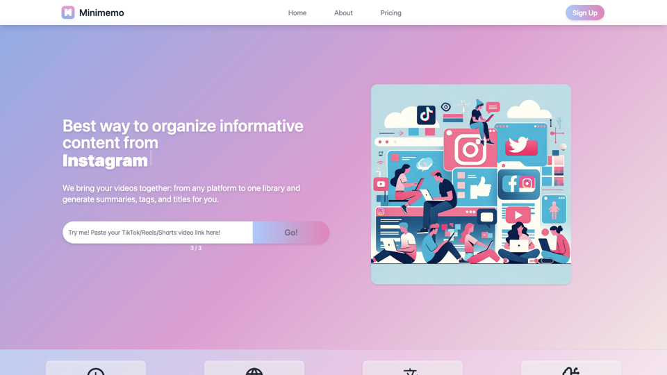 Minimemo: smart way to organize informative content site's screenshot