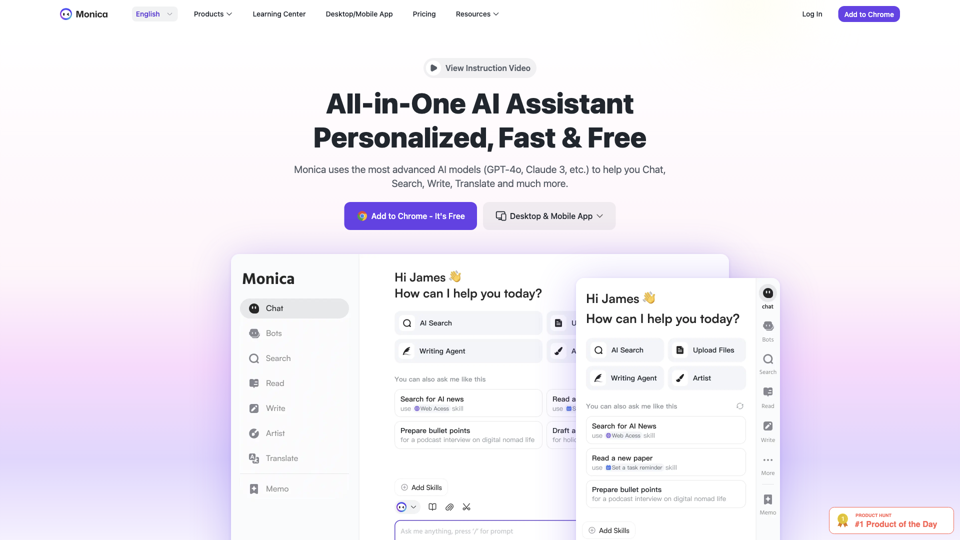 Monica - Your ChatGPT AI Assistant for Anywhere site's screenshot