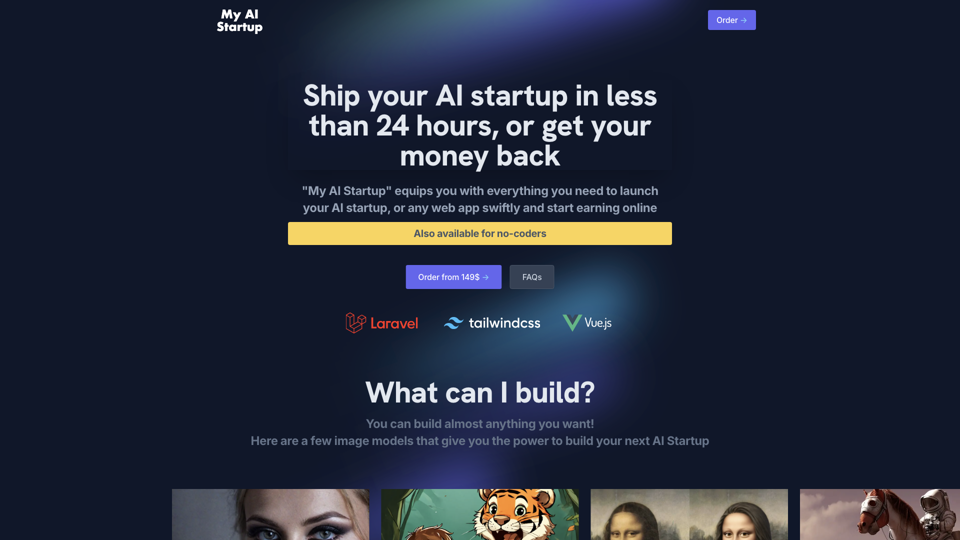 My AI Startup - Ship your AI startup in less than 24 hours, or get your money back site's screenshot