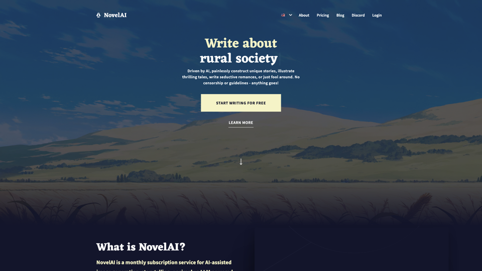 NovelAI - The AI Storyteller site's screenshot