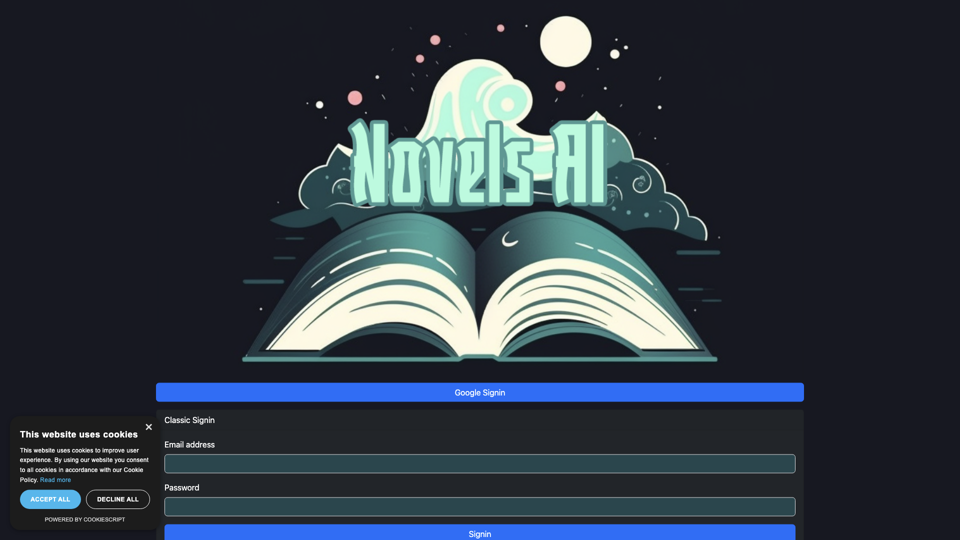 Novels AI - Become the Star of Your Own AI-Powered Audio Adventure site's screenshot