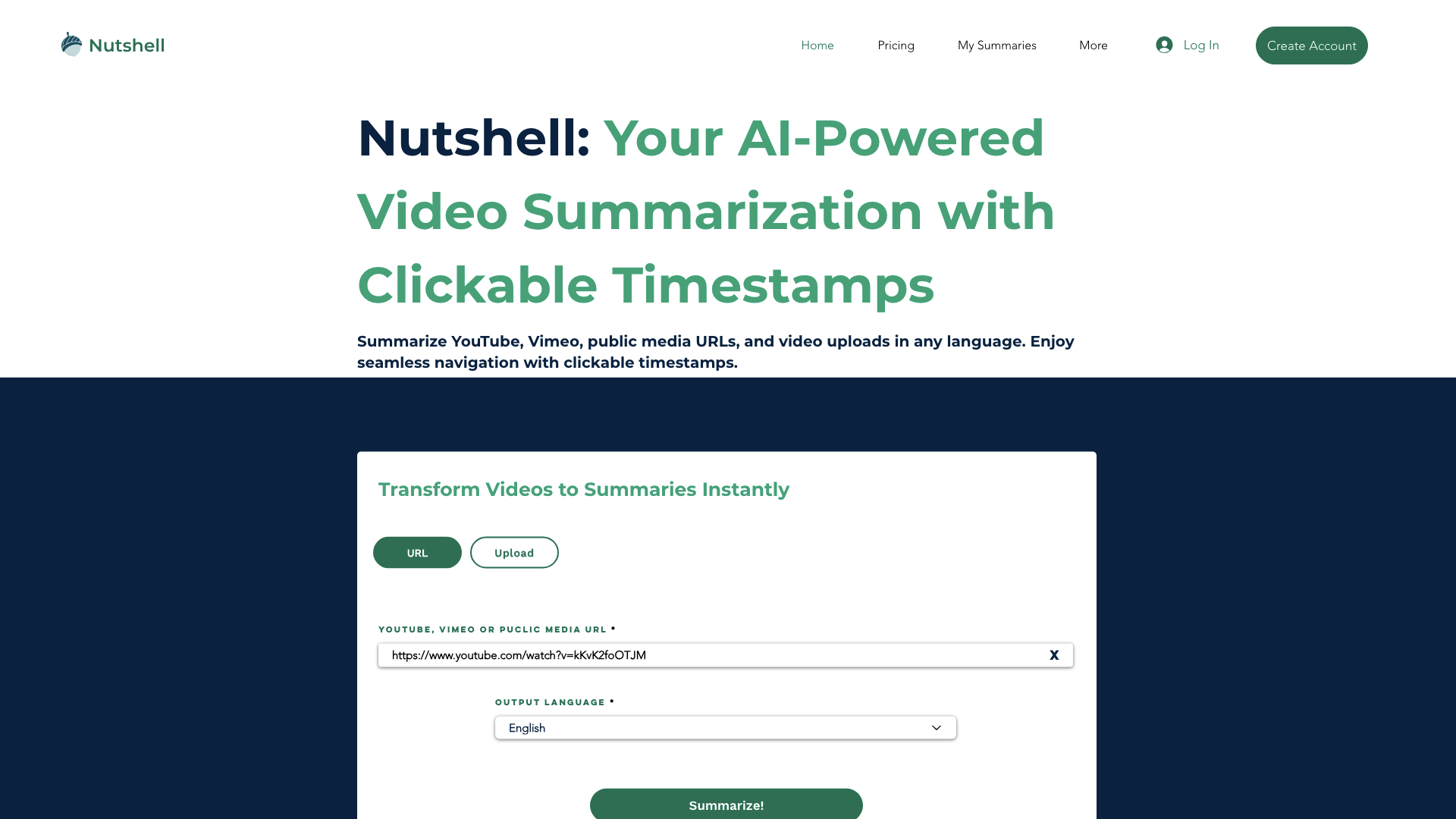 Nutshell Summaries | summarize youtube video