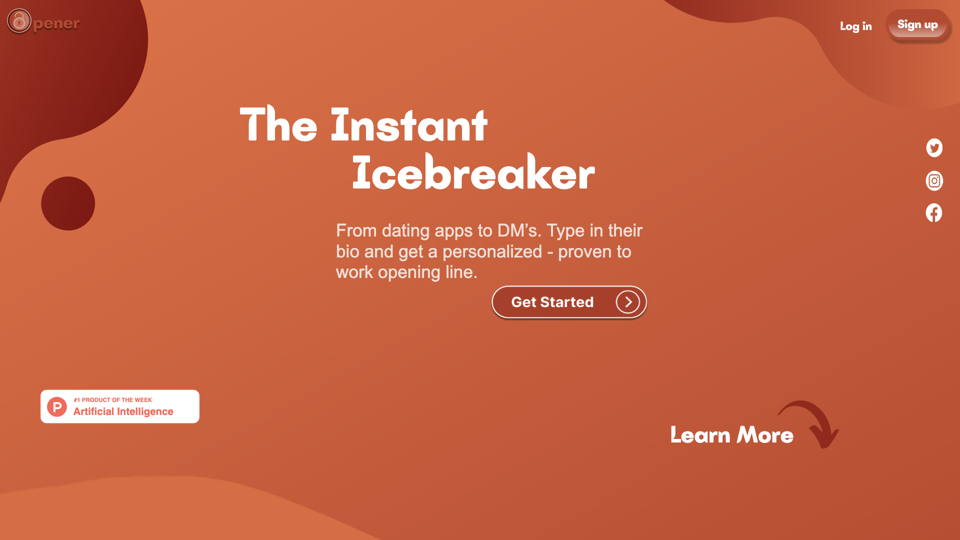 Opener site's screenshot