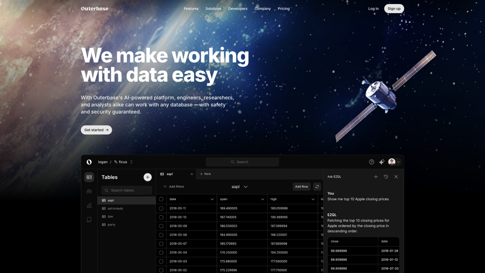 Outerbase | The interface for your database site's screenshot