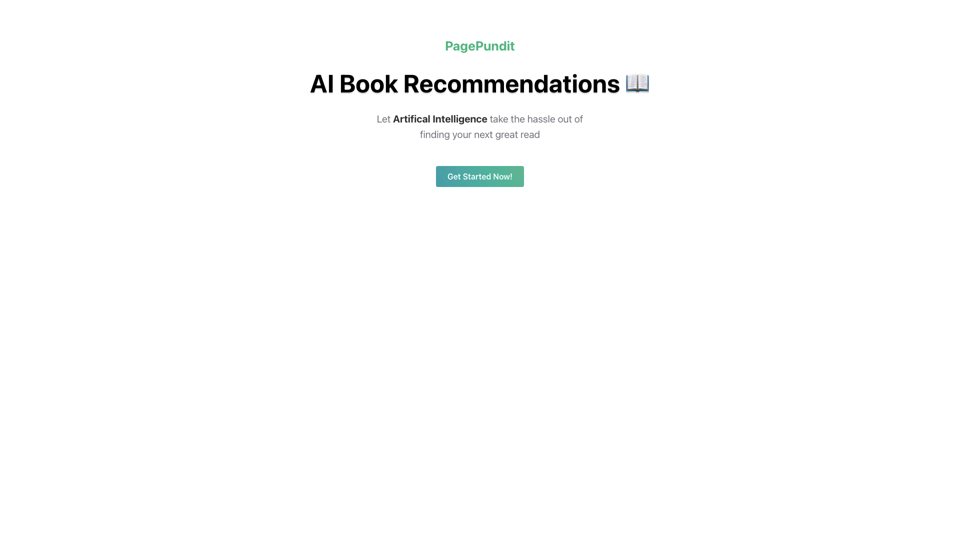 PagePundit | AI Book Recommendations site's screenshot