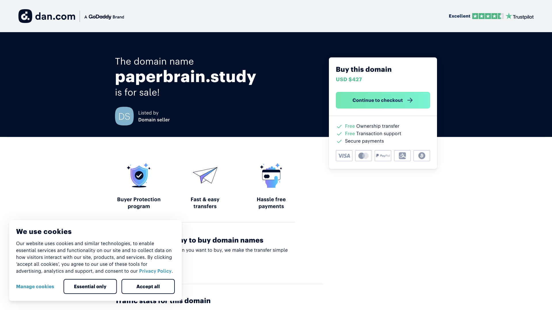 The domain name paperbrain.study is for sale