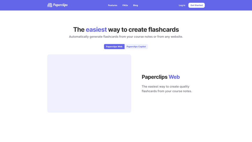 Paperclips - AI Generated Flashcards site's screenshot