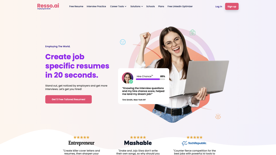 Resso.ai - Your Career Copilot // Employing the World site's screenshot