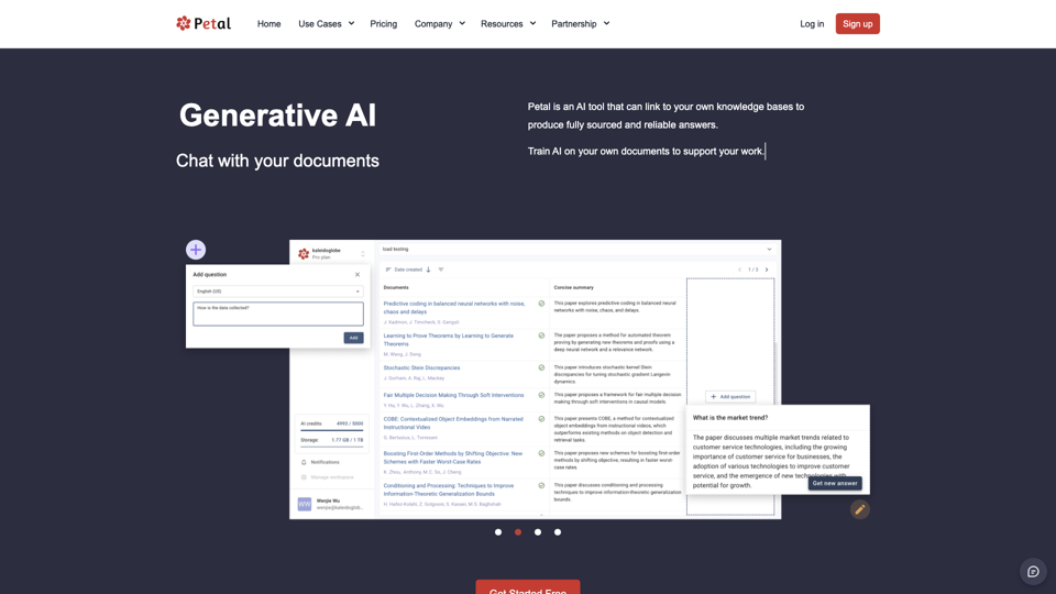 Document analysis platform | Petal site's screenshot