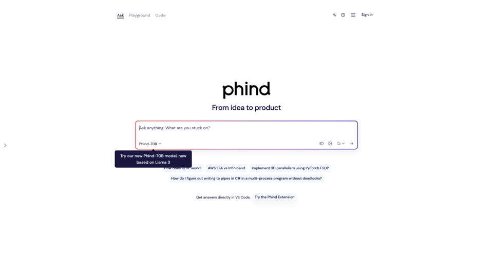 Phind site's screenshot