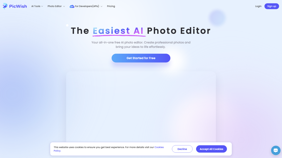 PicWish AI Photo Editor | Free Online Photo Editing Tools site's screenshot