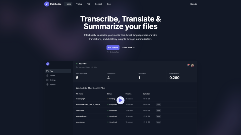 PlainScribe site's screenshot