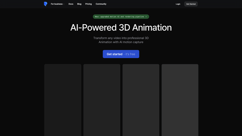 Plask Motion: AI-powered Mocap Animation Tool site's screenshot