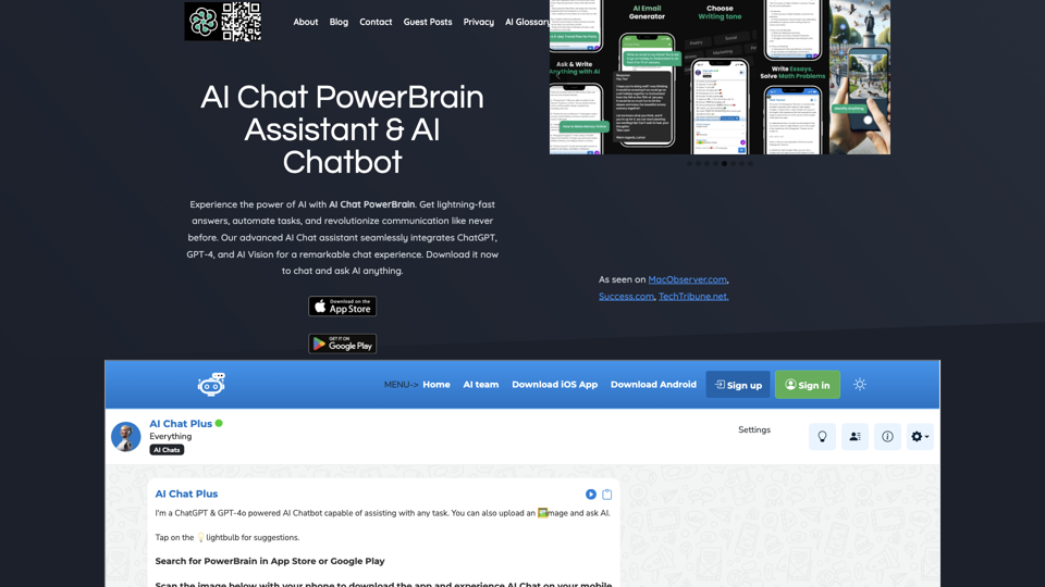 AI Chat PowerBrain Assistant & AI Chatbot powered by Chat AI GPT site's screenshot