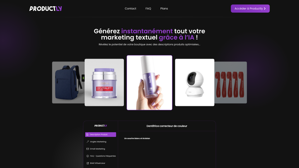 Productly - Booste tes ventes grâce à l'IA site's screenshot