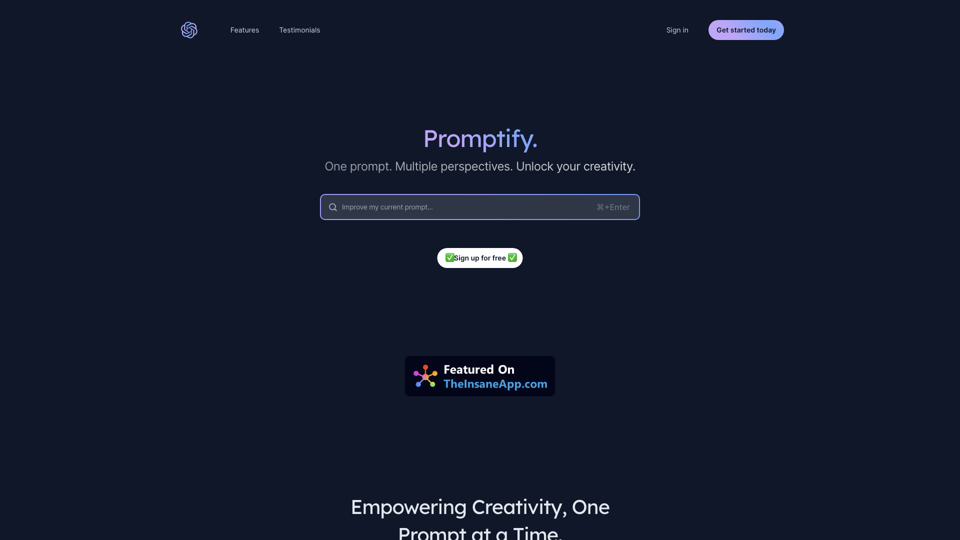 PromptifyPRO - One prompt. Multiple perspectives. Unlock your creativity. site's screenshot