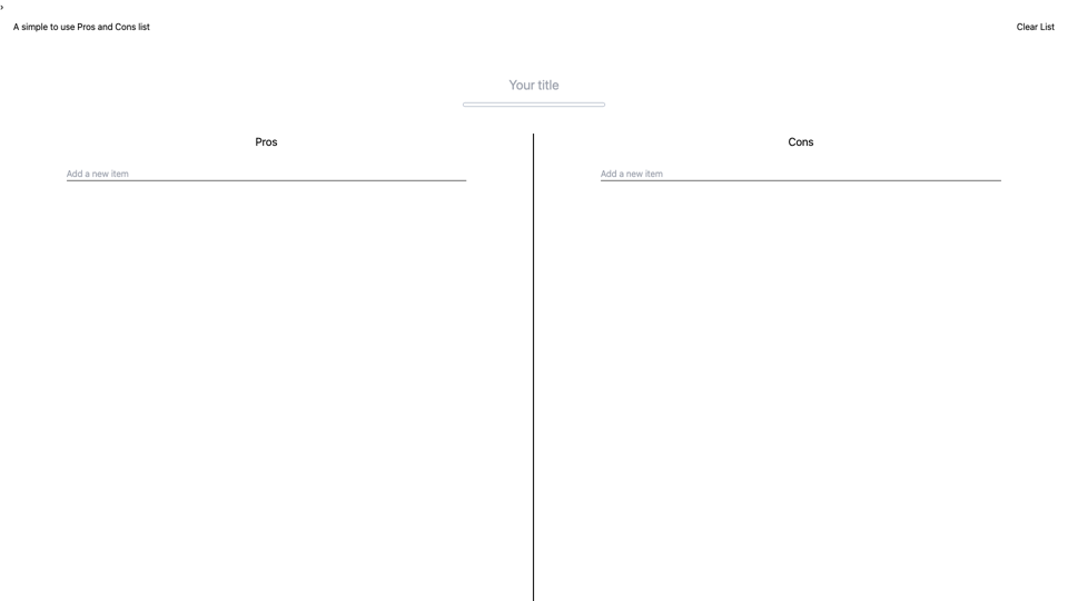 Pros and Cons site's screenshot