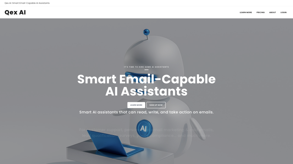 Qex AI: Smart Email-Capable AI Assistants site's screenshot