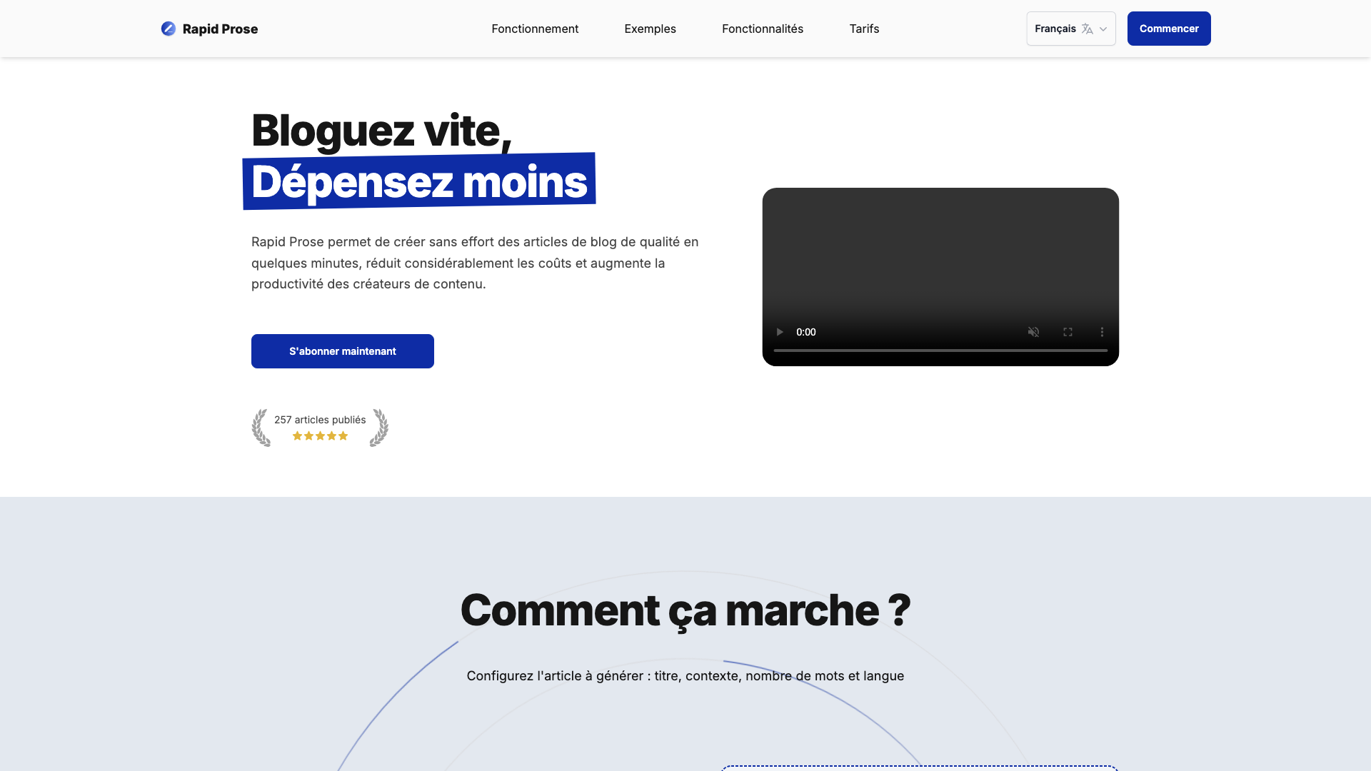 Rapid Prose : Générateur d'articles rapide avec IA