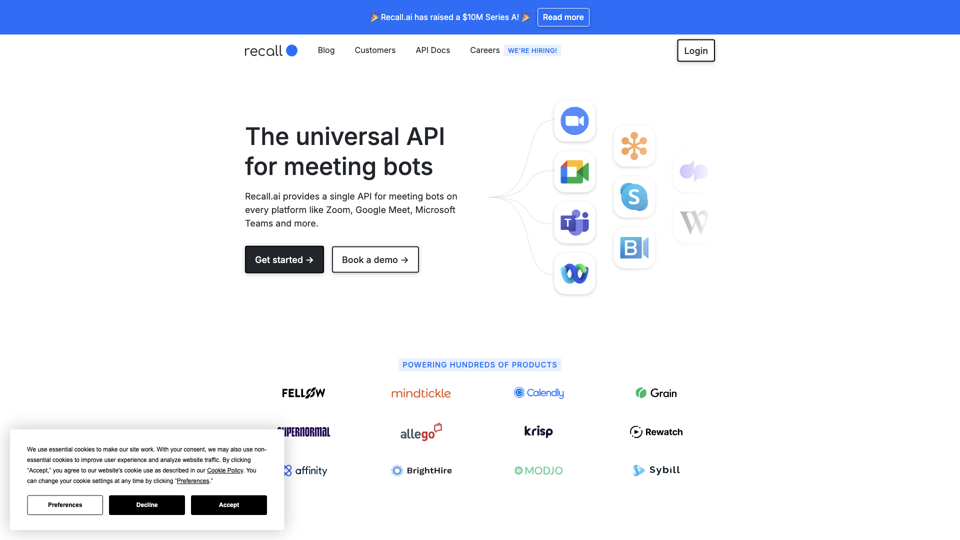 Recall.ai - Universal API for Meeting Bots site's screenshot