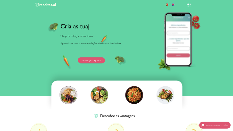 Receitas.ai | Cozinha como um chef! site's screenshot