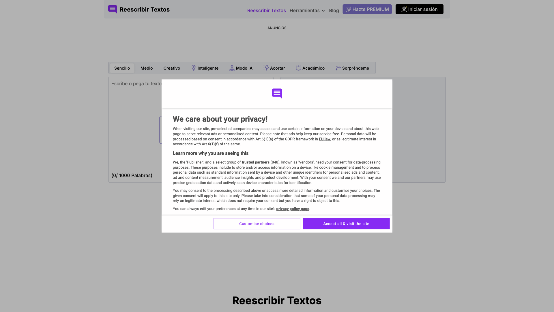 Reescribir Textos - Cambiador de Palabras