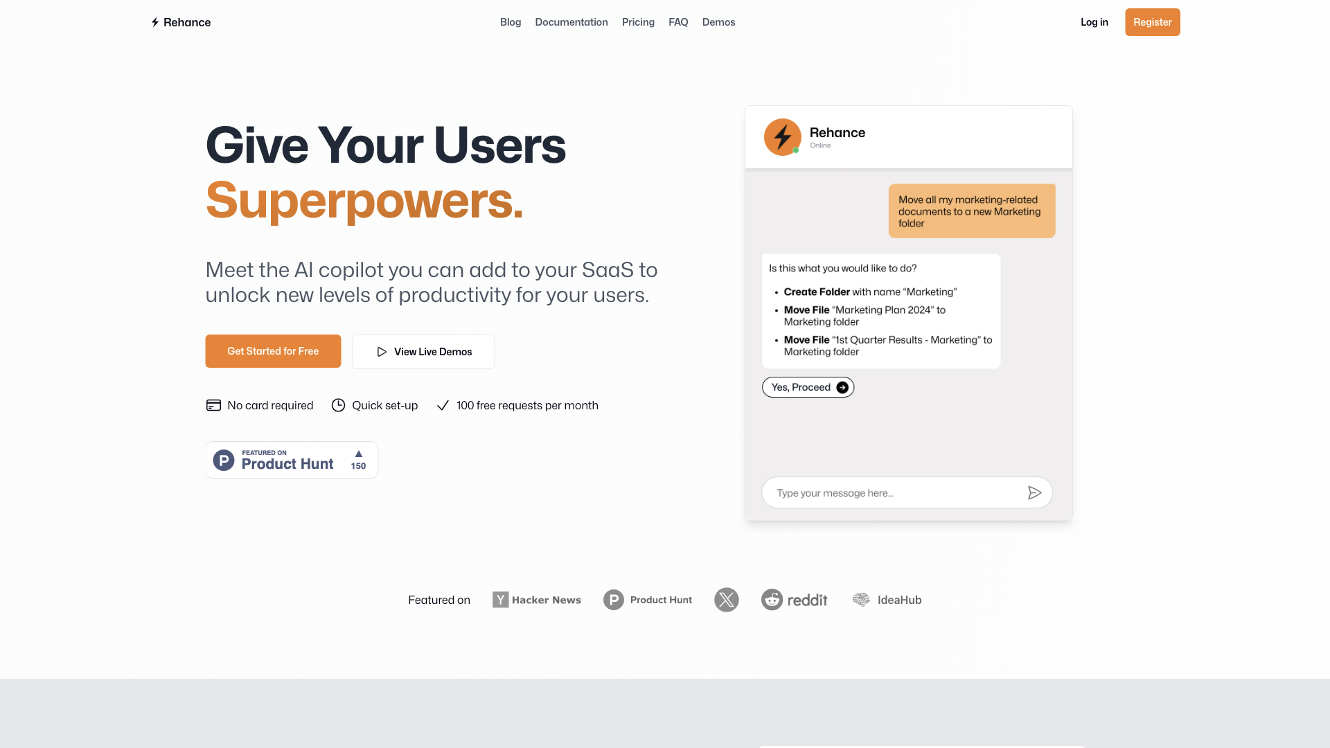 Rehance - Add AI Assistants To Your SaaS In Minutes Rehance - Add AI Assistants To Your SaaS In Minutes