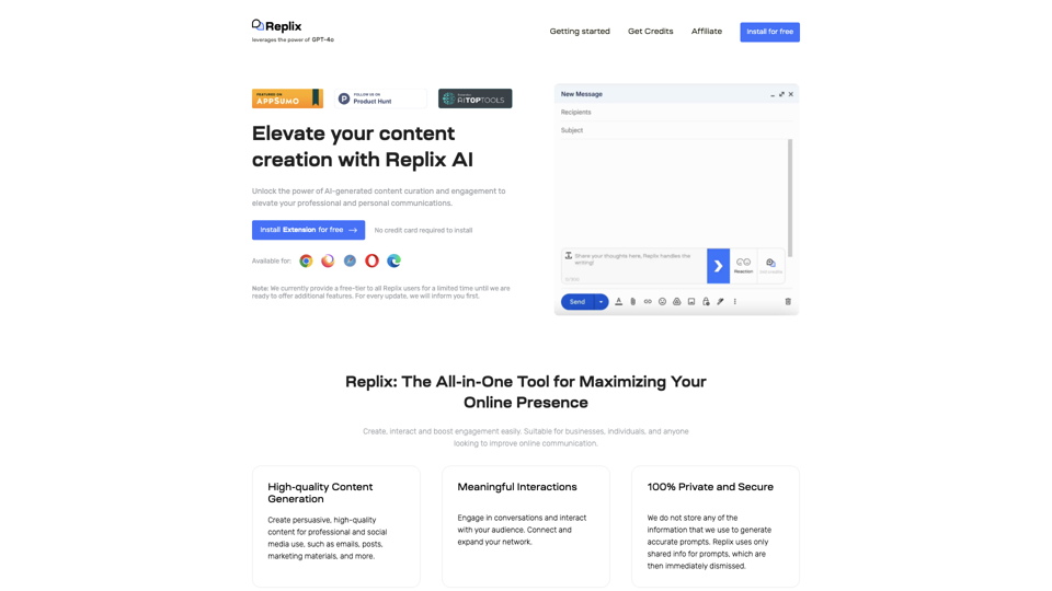 Replix.ai – Say Less to Say More! site's screenshot