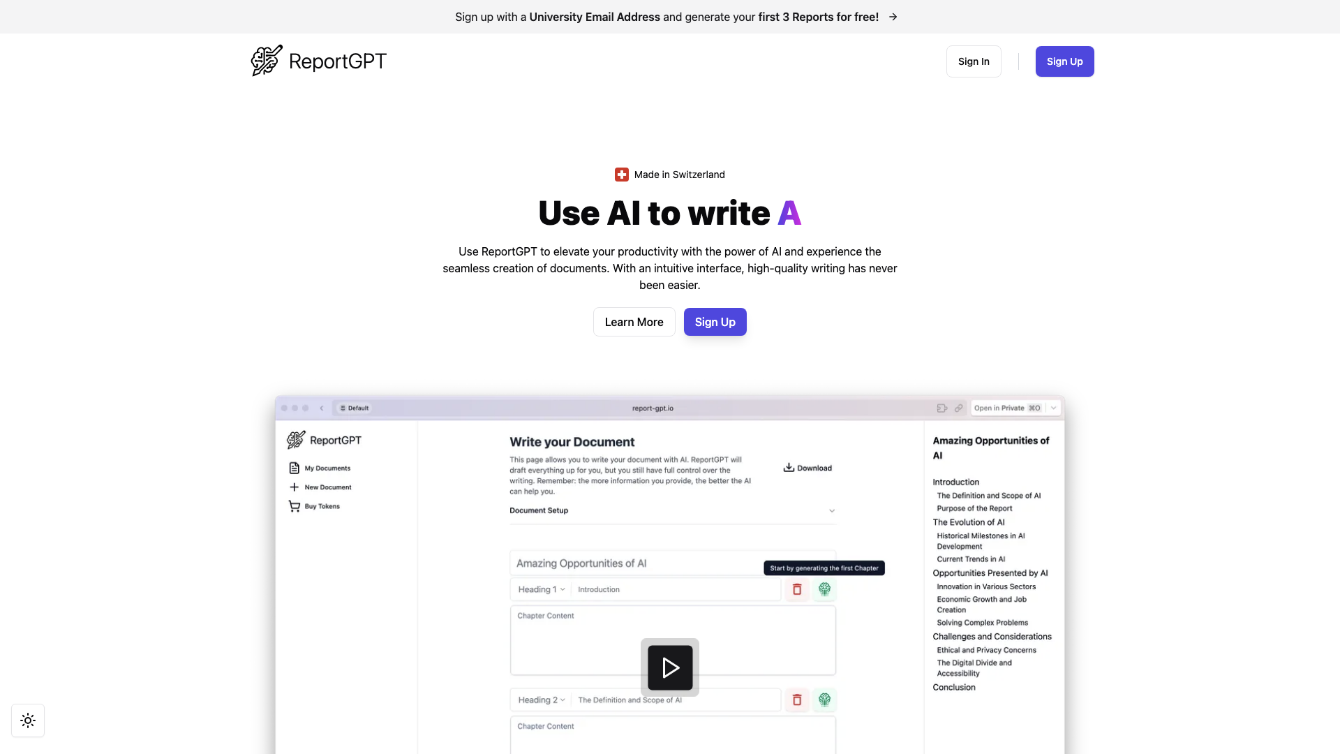 ReportGPT - Use AI to write Anything