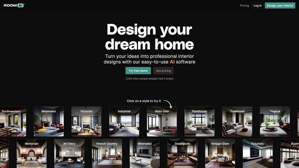 AI Interior Designer – Try for free – Room AI site's screenshot