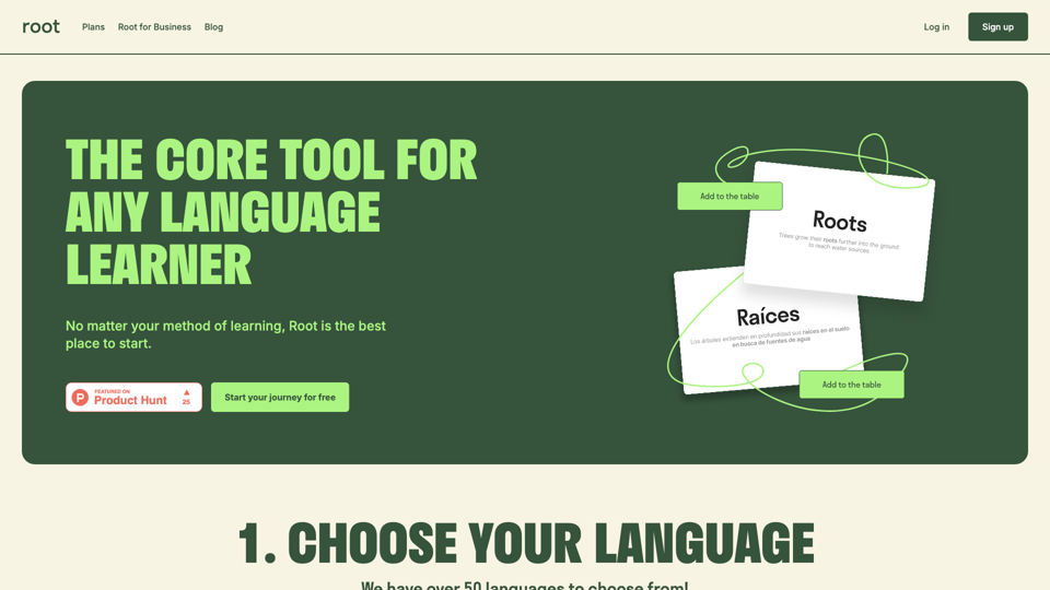 Root Vocab - Your personal AI vocabulary assistant site's screenshot