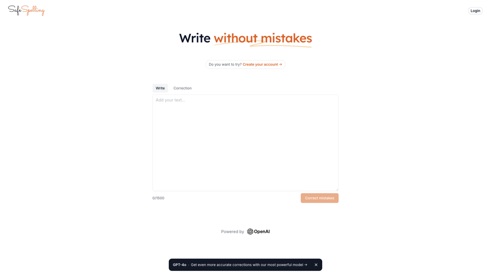 SafeSpelling - Write without mistakes site's screenshot
