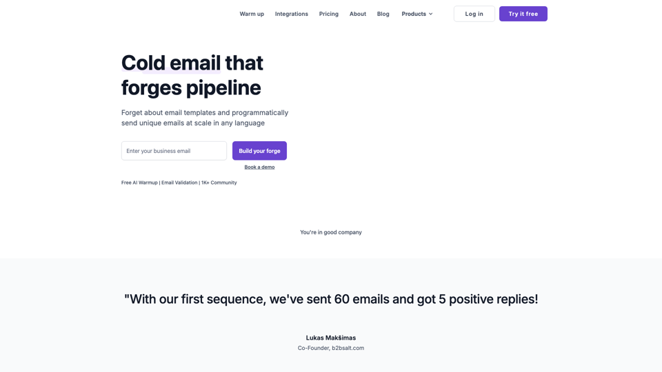 Salesforge | 10x Pipeline | Programmatic Cold Email site's screenshot