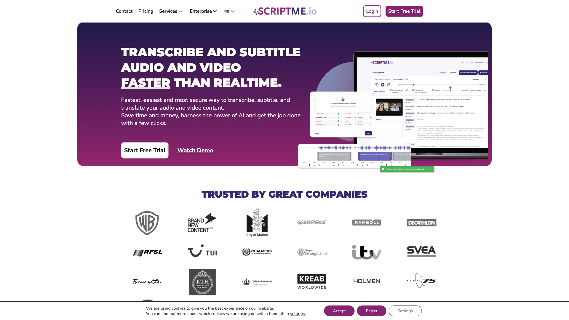 ScriptMe: Transcribe audio/videos and add subtitles quickly
