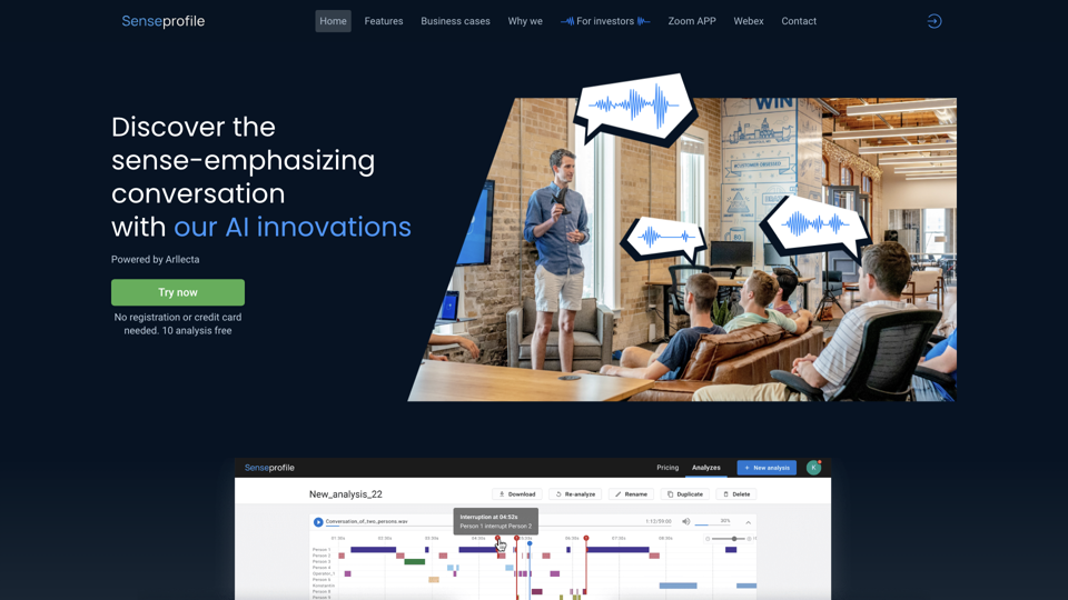 SenseProfile site's screenshot