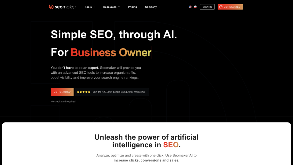 Seomaker - Simple SEO, through AI. site's screenshot