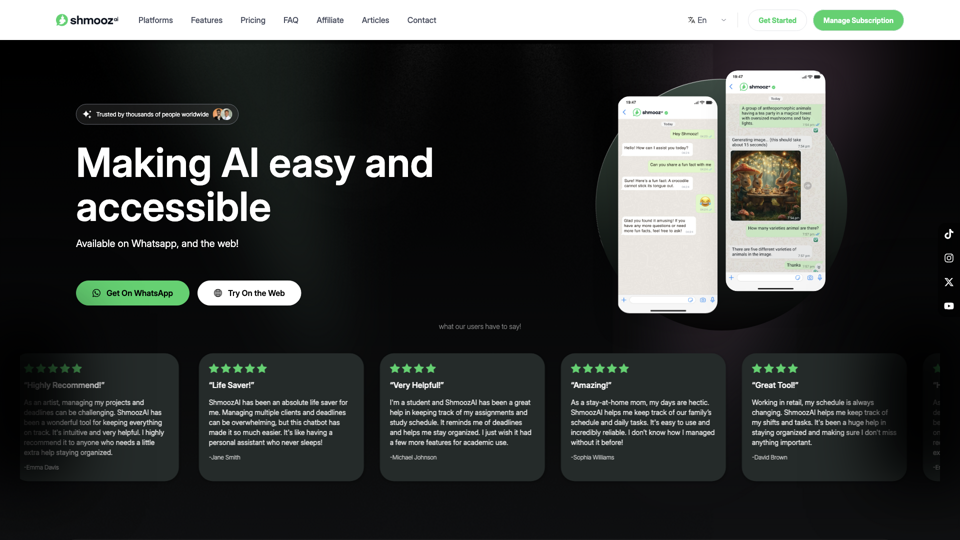 Shmooz AI - Making AI easy and accessible site's screenshot