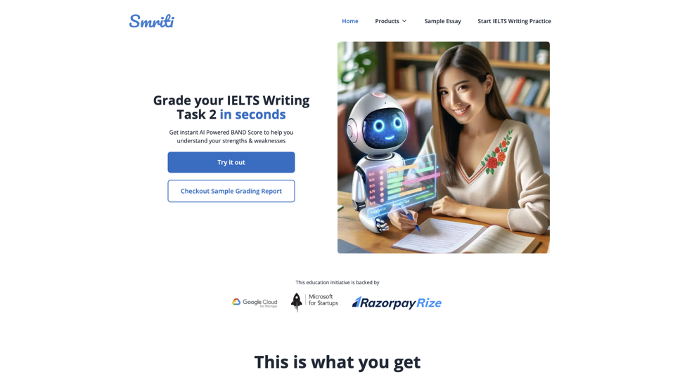 Smriti - IELTS Essay Writing Checker AI Powered site's screenshot