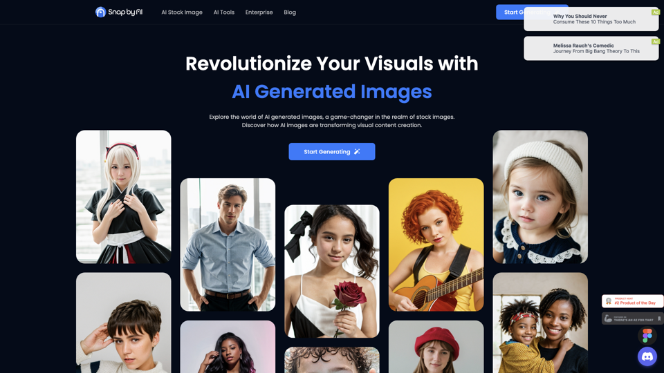 Snapby AI: Revolutionize Your Visuals with AI Generated Images site's screenshot