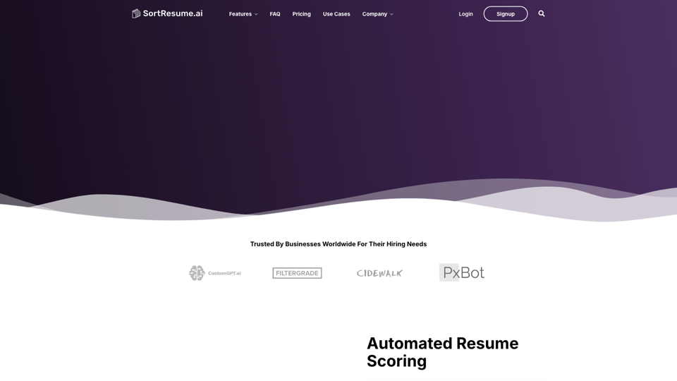 SortResume - Hire Faster With The Leading AI Hiring Assistant site's screenshot