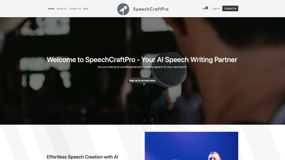 AI Speech Writing Service | Get the perfect speech for your next event site's screenshot