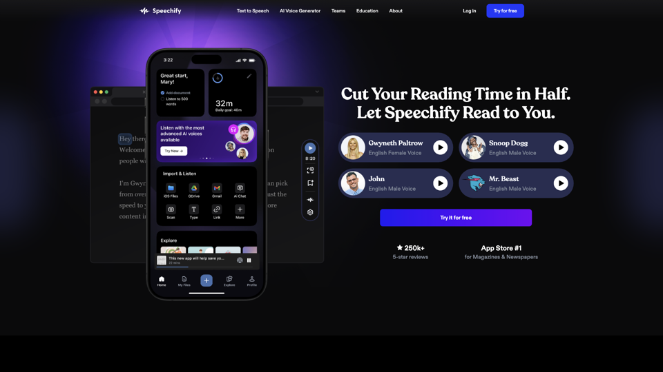 AI Voice Generator, Text To Speech, #1 Best AI Voice site's screenshot
