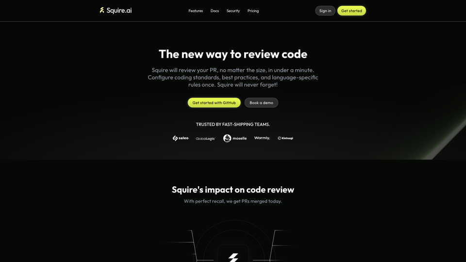 Squire AI - The new way to review code site's screenshot