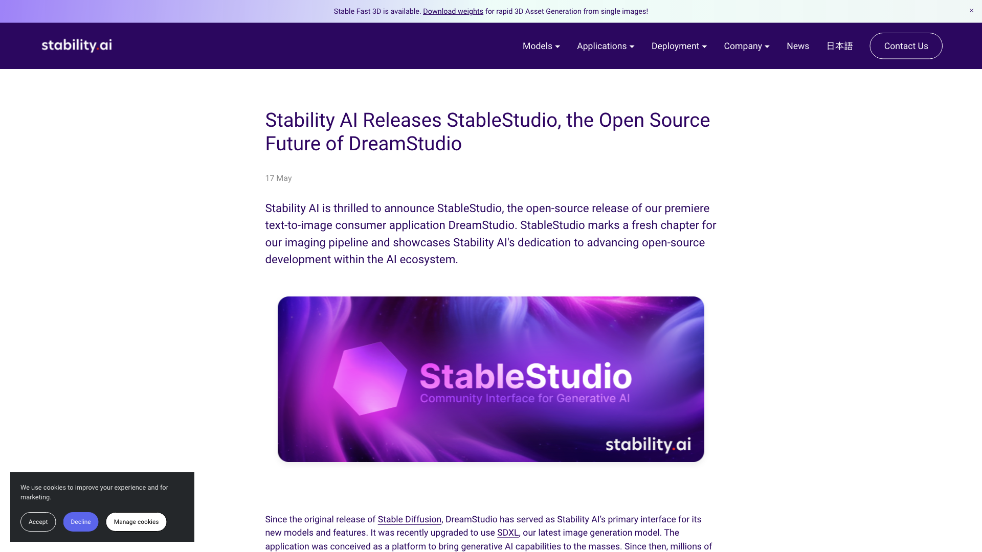 Stability AI Releases StableStudio, the Open Source Future of DreamStudio — Stability AI Stability AI Releases StableStudio, the Open Source Future of DreamStudio — Stability AI