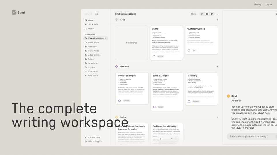 Strut – The complete writing workspace site's screenshot