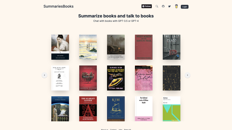 Summarize books and talk to books site's screenshot
