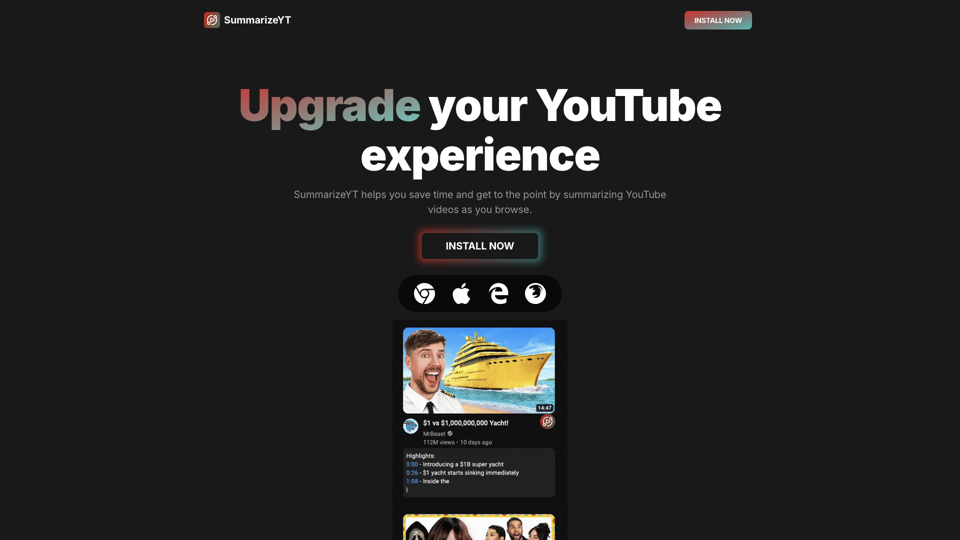 SummarizeYT -  YouTube Summary with ChatGPT site's screenshot