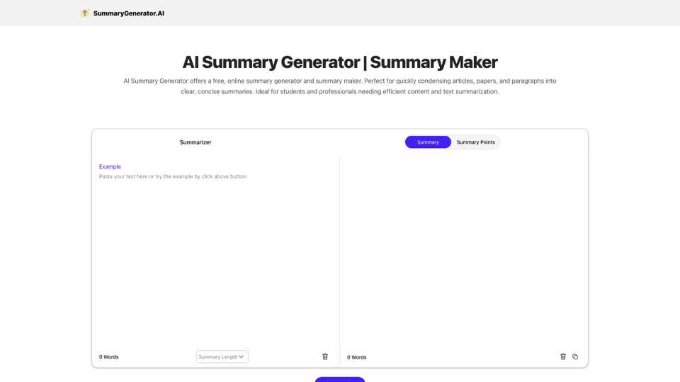 AI Summary Generator | Summary Maker site's screenshot