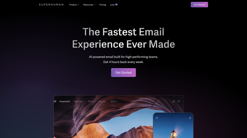 Superhuman | Blazingly fast email for teams and individuals site's screenshot