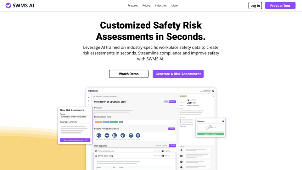 SWMS AI - Transform Safety, Automate Compliance site's screenshot